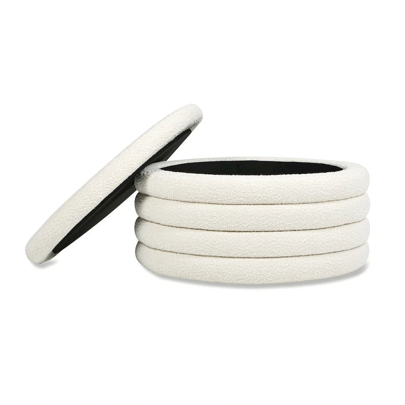 Fuji 36  Boucle Sherpa Round Upholstered Storage Cocktail Ottoman