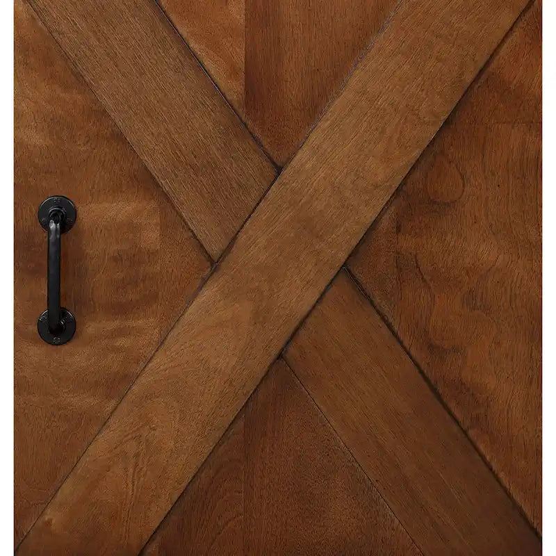 Farmhouse 66 inch Corner TV Stand for TVs up to 80 inches, No Assembly Required, Aged Whiskey Finish