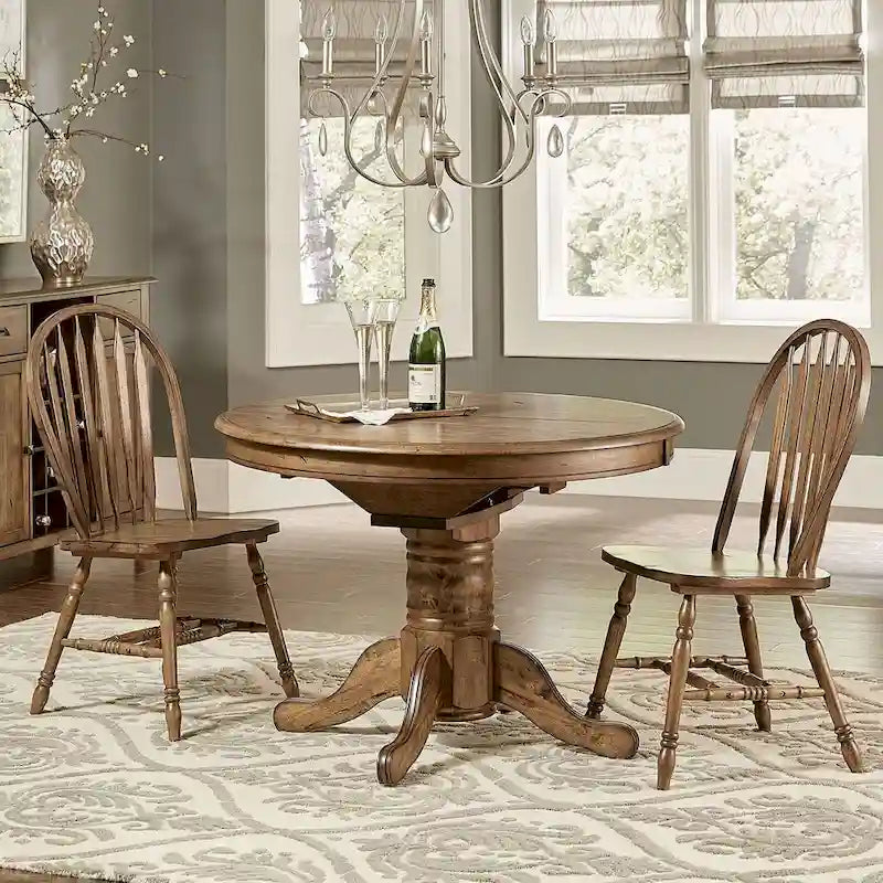 Carolina Crossing Antique Honey Distressed Pedestal Table - Brown