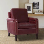 Kunz Transitional Genuine Leather Armchair with Removable Cushion and Nailhead Trims