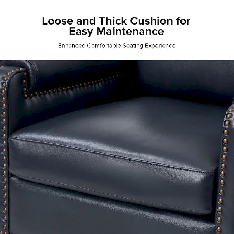 Kunz Transitional Genuine Leather Armchair with Removable Cushion and Nailhead Trims