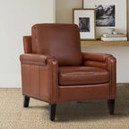 Kunz Transitional Genuine Leather Armchair with Removable Cushion and Nailhead Trims