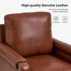 Kunz Transitional Genuine Leather Armchair with Removable Cushion and Nailhead Trims