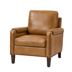 Kunz Transitional Genuine Leather Armchair with Removable Cushion and Nailhead Trims
