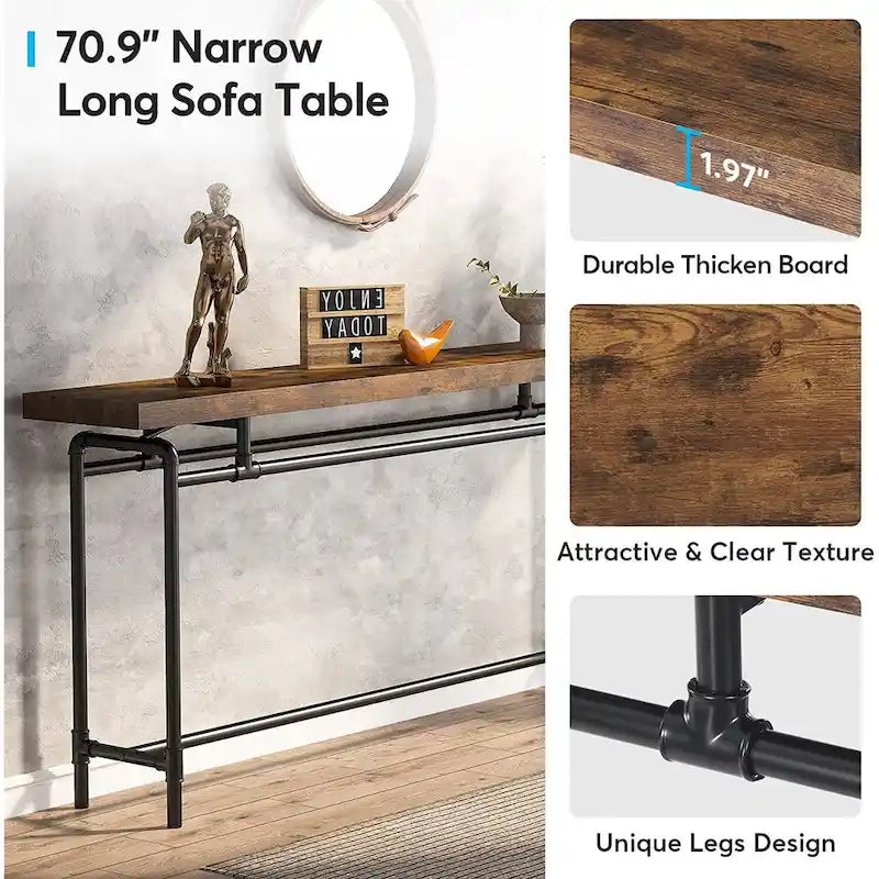 Console Table, 70.9  Narrow Long Entryway Table for Living Room - 11.81 D x 70.85 W x 35.43 H