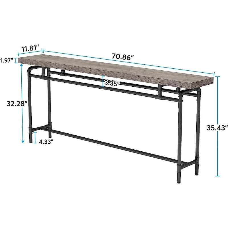 Console Table, 70.9  Narrow Long Entryway Table for Living Room - 11.81 D x 70.85 W x 35.43 H