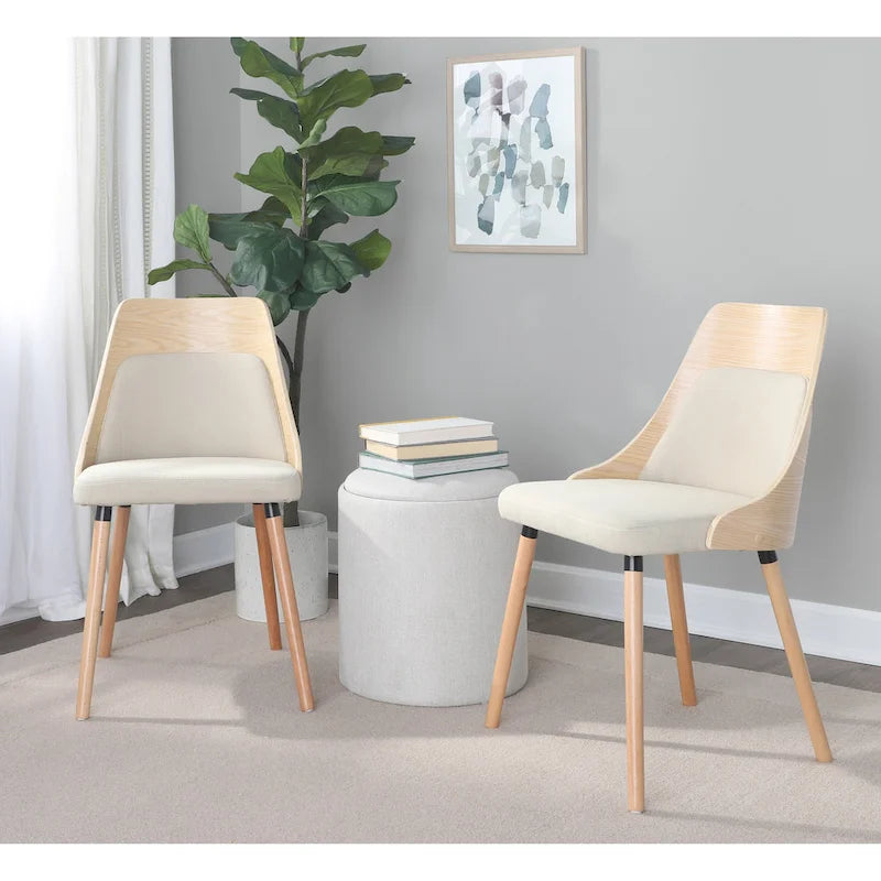 Vallemala Mid-Century Chair with Tapered Wood Legs - Set of 2