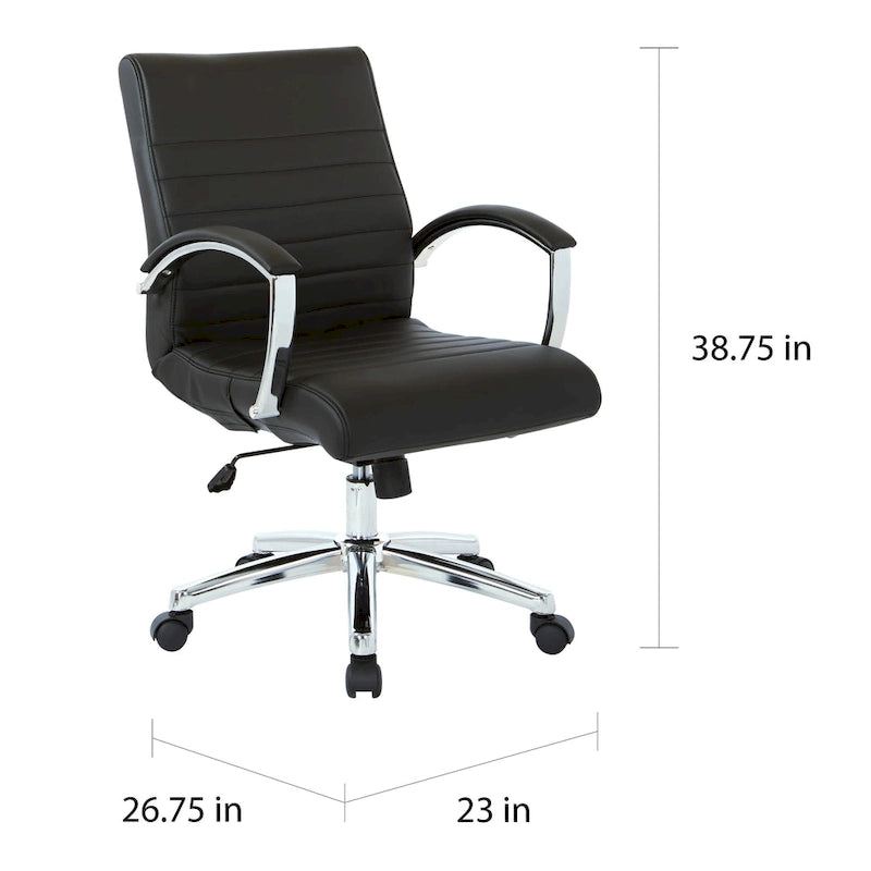 Executive Low Back Faux Leather Chair with Chrome Arms and Base - single