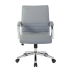 Executive Low Back Faux Leather Chair with Chrome Arms and Base - single