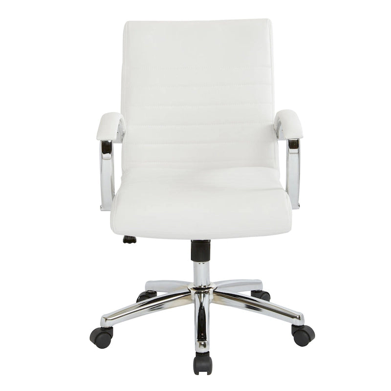 Executive Low Back Faux Leather Chair with Chrome Arms and Base - single