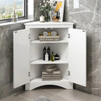 White Triangle Bathroom Storage Cabinet with Adjustable Shelves - 17.2 W x 17.2 D x 31.5 H