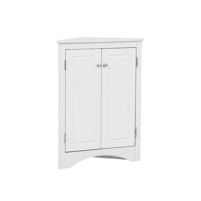 White Triangle Bathroom Storage Cabinet with Adjustable Shelves - 17.2 W x 17.2 D x 31.5 H