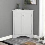 White Triangle Bathroom Storage Cabinet with Adjustable Shelves - 17.2 W x 17.2 D x 31.5 H