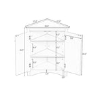 White Triangle Bathroom Storage Cabinet with Adjustable Shelves - 17.2 W x 17.2 D x 31.5 H