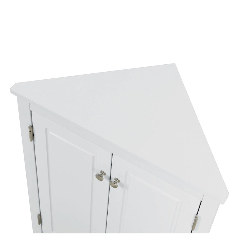 White Triangle Bathroom Storage Cabinet with Adjustable Shelves - 17.2 W x 17.2 D x 31.5 H