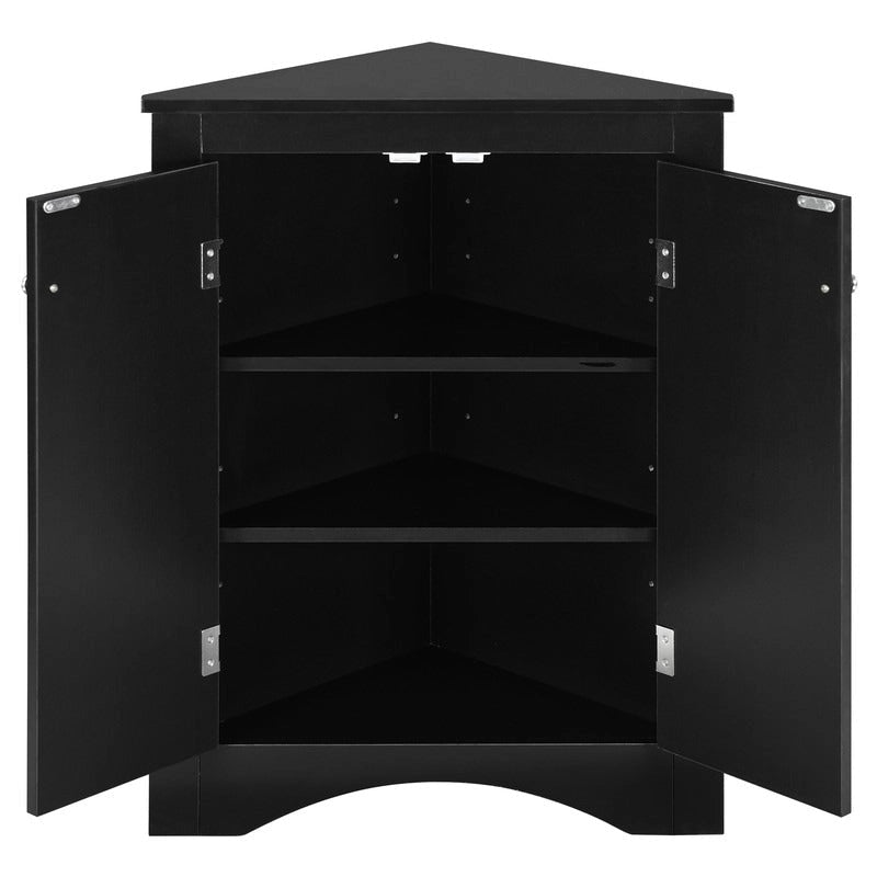 White Triangle Bathroom Storage Cabinet with Adjustable Shelves - 17.2 W x 17.2 D x 31.5 H