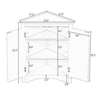 White Triangle Bathroom Storage Cabinet with Adjustable Shelves - 17.2 W x 17.2 D x 31.5 H
