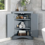 White Triangle Bathroom Storage Cabinet with Adjustable Shelves - 17.2 W x 17.2 D x 31.5 H
