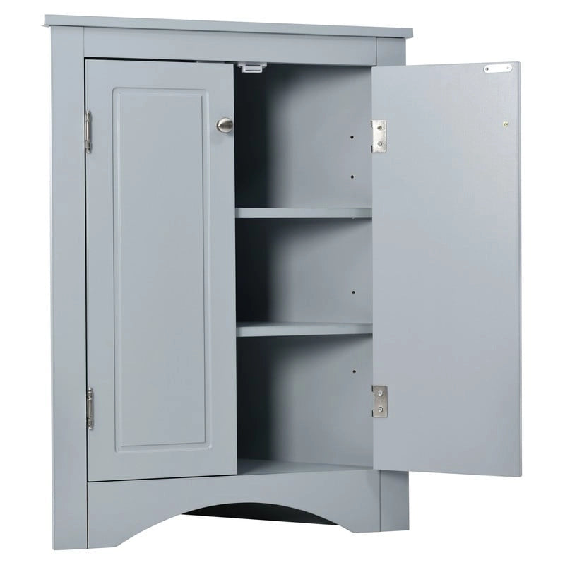 White Triangle Bathroom Storage Cabinet with Adjustable Shelves - 17.2 W x 17.2 D x 31.5 H