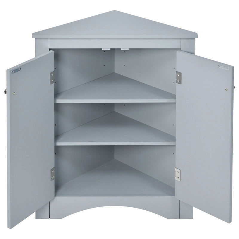 White Triangle Bathroom Storage Cabinet with Adjustable Shelves - 17.2 W x 17.2 D x 31.5 H