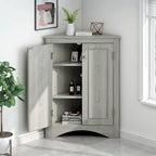 White Triangle Bathroom Storage Cabinet with Adjustable Shelves - 17.2 W x 17.2 D x 31.5 H