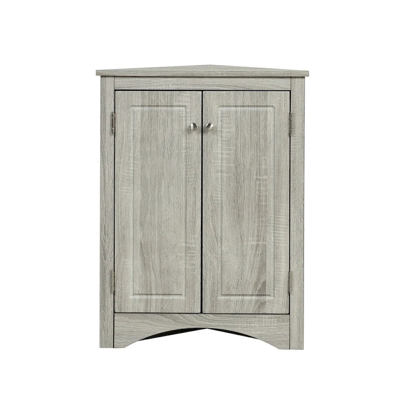 White Triangle Bathroom Storage Cabinet with Adjustable Shelves - 17.2 W x 17.2 D x 31.5 H