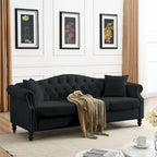 [Video] 79  Chesterfield Sofa Black Velvet for Living Room, 3 Seater Sofa Tufted Couch with Rolled Arms and Nailhead for Living