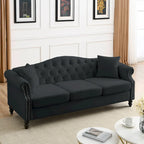 [Video] 79  Chesterfield Sofa Black Velvet for Living Room, 3 Seater Sofa Tufted Couch with Rolled Arms and Nailhead for Living