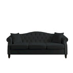 [Video] 79  Chesterfield Sofa Black Velvet for Living Room, 3 Seater Sofa Tufted Couch with Rolled Arms and Nailhead for Living