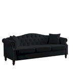 [Video] 79  Chesterfield Sofa Black Velvet for Living Room, 3 Seater Sofa Tufted Couch with Rolled Arms and Nailhead for Living