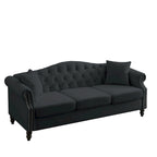 [Video] 79  Chesterfield Sofa Black Velvet for Living Room, 3 Seater Sofa Tufted Couch with Rolled Arms and Nailhead for Living