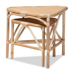 Jayden Bohemian Natural Brown Finished Rattan End Table Set(2PC)