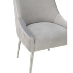 Tasback Pleated Light Grey Velvet Side Chair