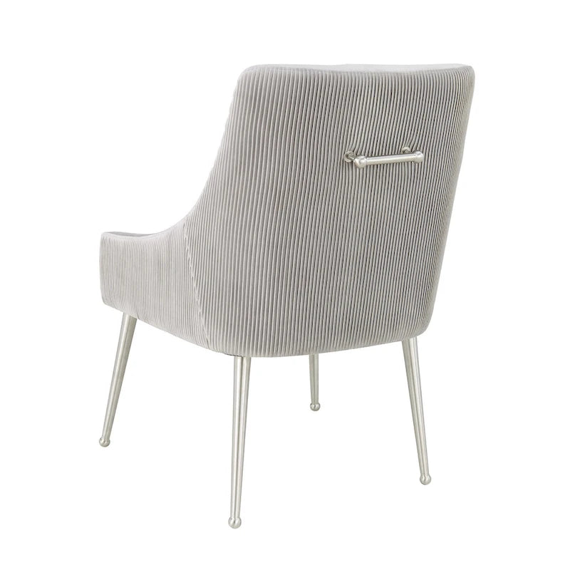Tasback Pleated Light Grey Velvet Side Chair
