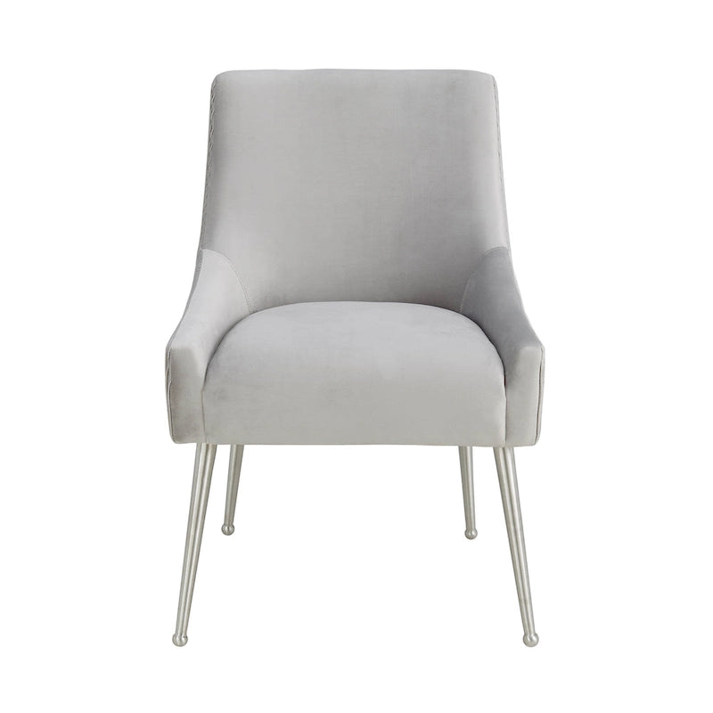 Tasback Pleated Light Grey Velvet Side Chair