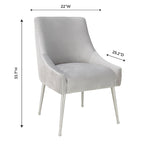 Tasback Pleated Light Grey Velvet Side Chair