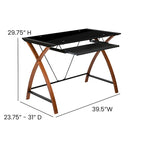 Modern Glass Top Computer Desk with Pull-out Keyboard Tray