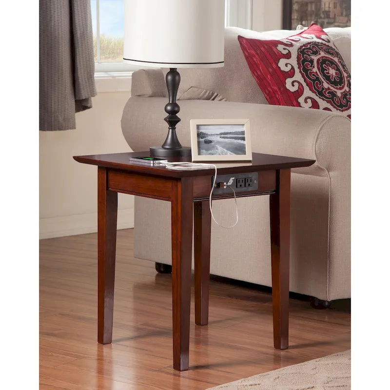 AFI Shaker End Table with Charger in Walnut