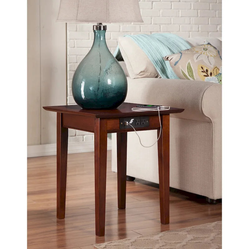 AFI Shaker End Table with Charger in Walnut