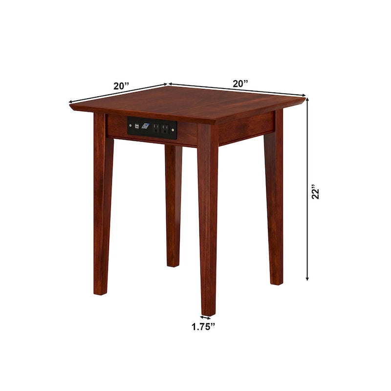 AFI Shaker End Table with Charger in Walnut