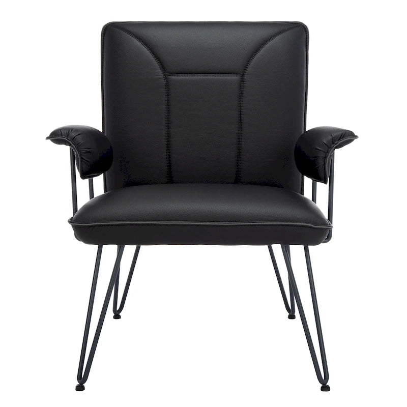 Mid-Century Modern Faux Leather Arm Chair - 29Wx28Dx33H