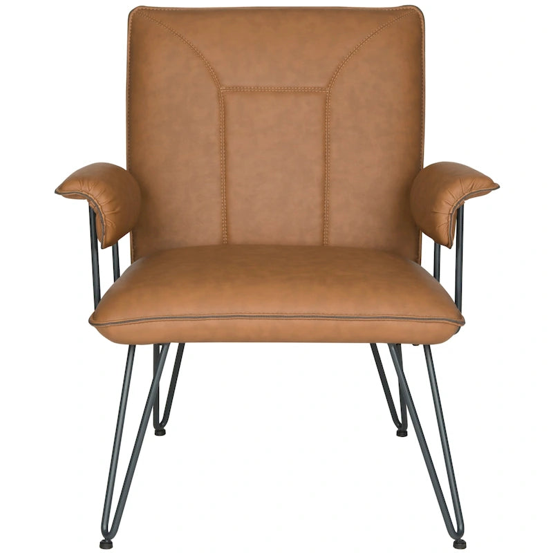 Mid-Century Modern Faux Leather Arm Chair - 29Wx28Dx33H