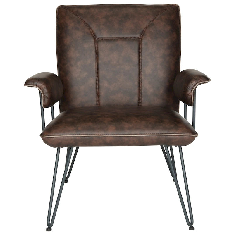 Mid-Century Modern Faux Leather Arm Chair - 29Wx28Dx33H