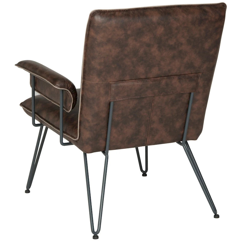 Mid-Century Modern Faux Leather Arm Chair - 29Wx28Dx33H