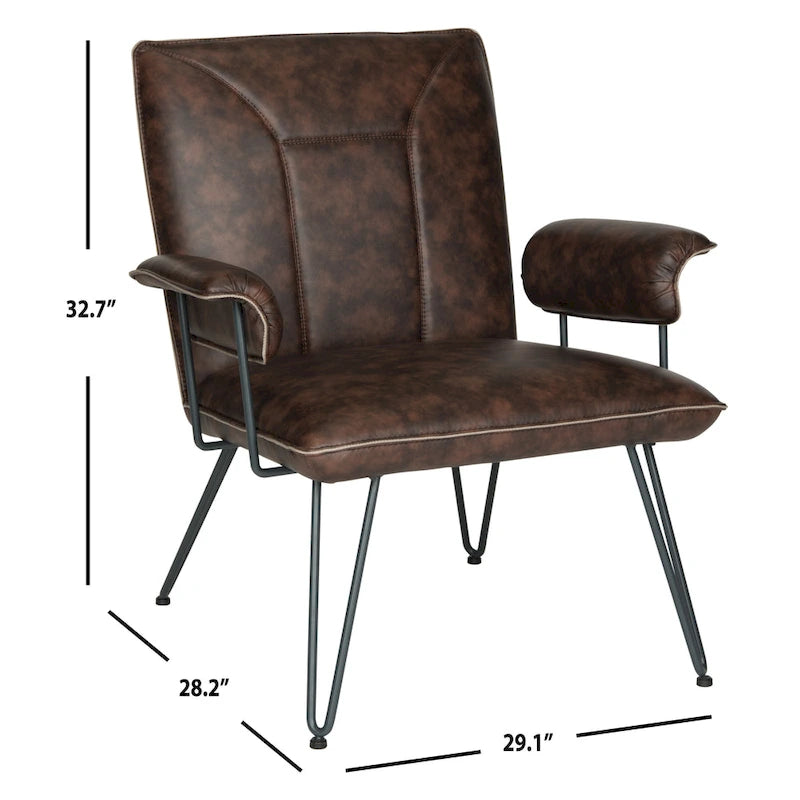 Mid-Century Modern Faux Leather Arm Chair - 29Wx28Dx33H