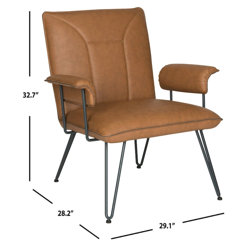 Mid-Century Modern Faux Leather Arm Chair - 29Wx28Dx33H