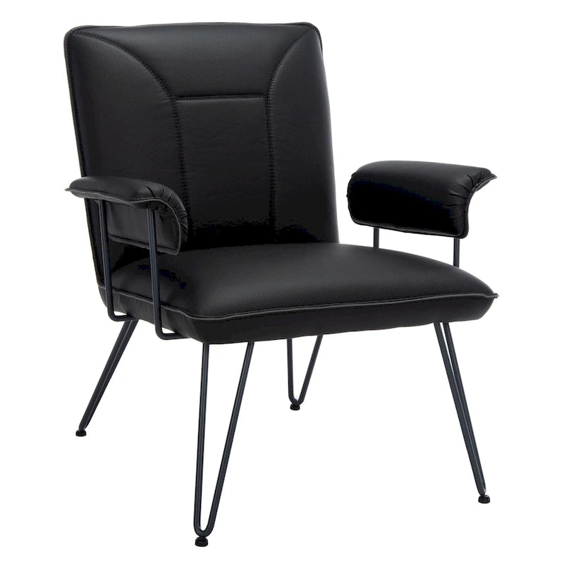 Mid-Century Modern Faux Leather Arm Chair - 29Wx28Dx33H