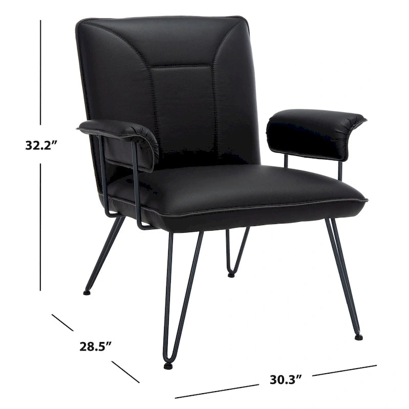Mid-Century Modern Faux Leather Arm Chair - 29Wx28Dx33H
