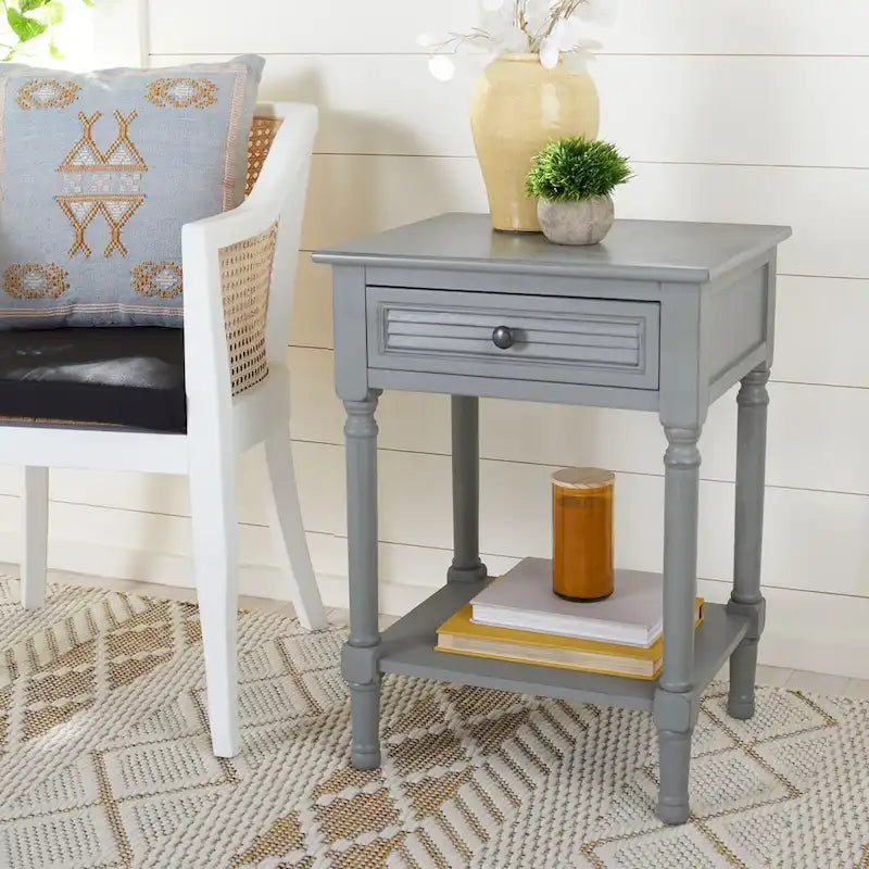 1-Drawer Lower Shelf Nightstand Accent Table - 19  W x 15.8  L x 26  H - 19Wx16Dx26H