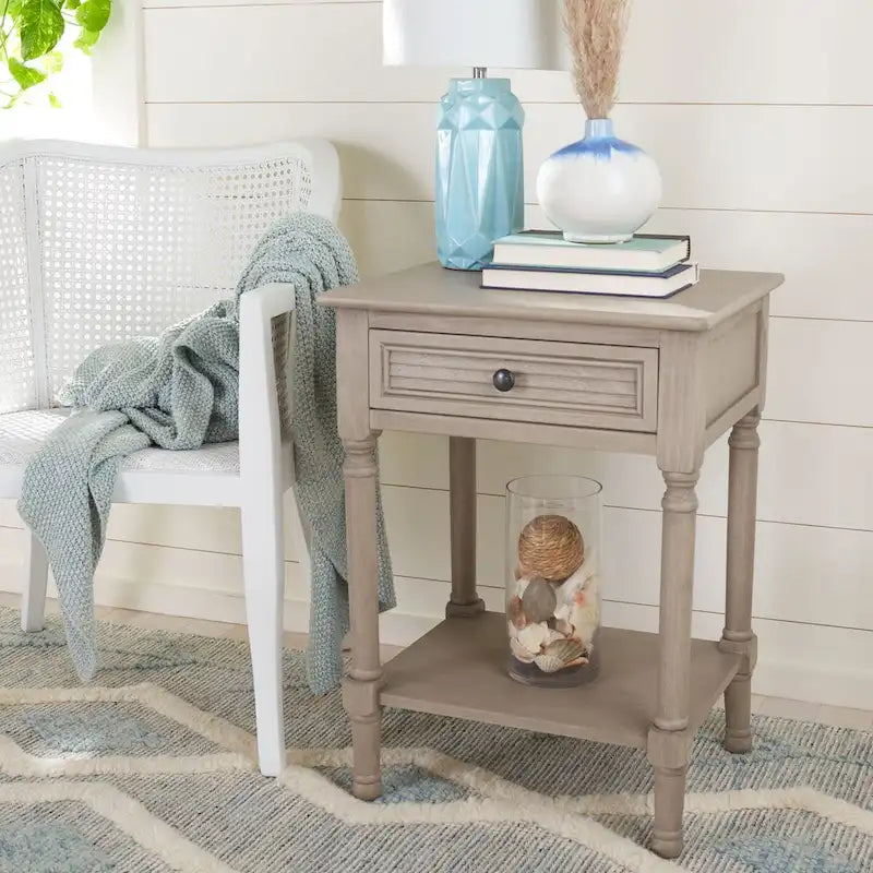 1-Drawer Lower Shelf Nightstand Accent Table - 19  W x 15.8  L x 26  H - 19Wx16Dx26H
